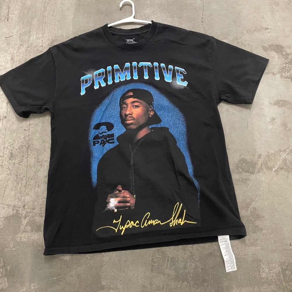 Primitive Skateboarding 2Pac Tupac Shakur Black Graphic T-Shirt Mens Medium
